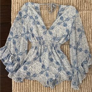 Altar'd State Blue and White Floral Romper